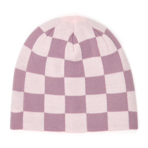 Corduroy Checkmate Reversible Skully Beanie - Pink