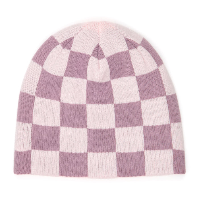 Corduroy Checkmate Reversible Skully Beanie - Pink