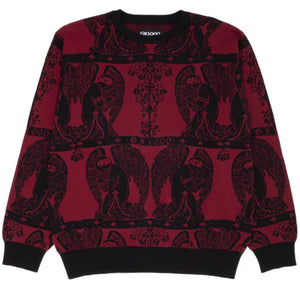 GX1000 Jacquard Knit Angel Sweater - Black W/ Maroon