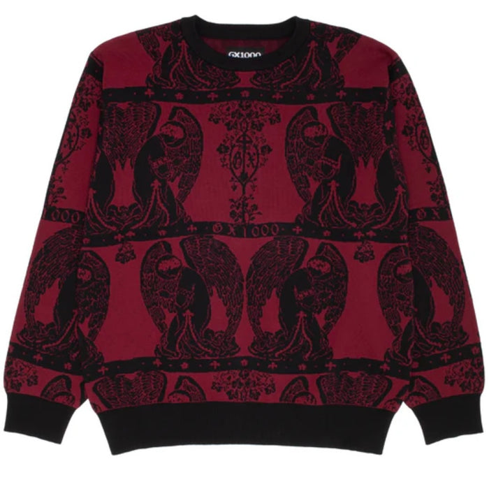 GX1000 Jacquard Knit Angel Sweater - Black W/ Maroon