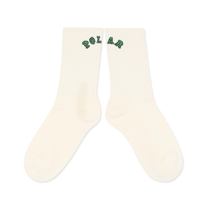Polar College Logo Large Rib Socks (Cloud White)