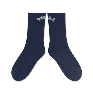Polar College Logo Large Rib Socks (Dark Blue)