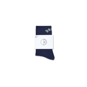 Polar College Logo Large Rib Socks (Dark Blue)