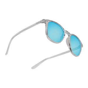 Cassette Standard Sunglasses (Clear, Sky Blue Mirror Lens)