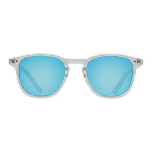 Cassette Standard Sunglasses (Clear, Sky Blue Mirror Lens)