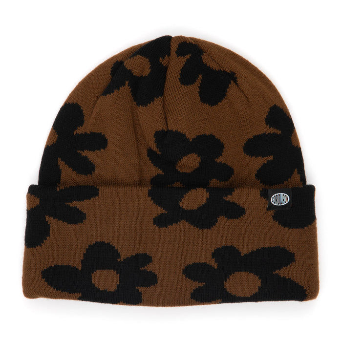 Corduroy Wildflower Beanie - Brown